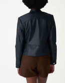 Jaqueta Couro Pelica Deluxe- Azul Marinho