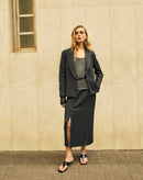 SAIA MIDI COM FENDAS ALFAIATARIA - CINZA