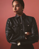 JAQUETA DE COURO DELUXE 2 BOLSOS - PRETO