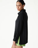 CAMISA MANGA LONGA BARRA RETA - PRETO