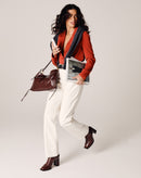 CALÇA RETA CINTURA ALTA SARJA - BEGE