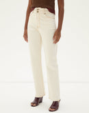 CALÇA RETA CINTURA ALTA SARJA - BEGE