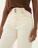 CALÇA RETA CINTURA ALTA SARJA - BEGE