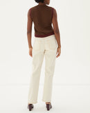 CALÇA RETA CINTURA ALTA SARJA - BEGE