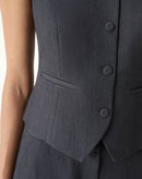 COLETE SLIM COM BOTÃO FORRADO ALFAIATARIA - CINZA