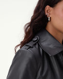 TRENCH COAT COM CINTO PU - PRETO