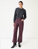 CALÇA RETA COBRA PU - VINHO