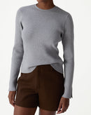 SUÉTER TRICOT GOLA CARECA - CINZA MESCLA