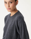 SUÉTER CASHMERE DELUXE GOLA CARECA - CINZA MESCLA ESCURO