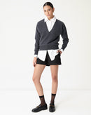 SUÉTER CASHMERE DELUXE GOLA V  - CINZA MESCLA ESCURO