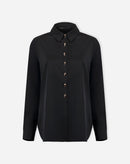 CAMISA ALONGADA COM FENDA - PRETO