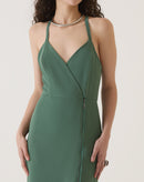VESTIDO COM FENDA FRONTAL - VERDE
