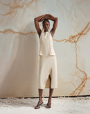 BLUSA SEM MANGAS DE CREPE - AREIA