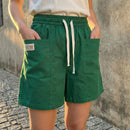 [Leve 6, Pague Só 3!] Short Naira Feminino em Linho Lavado, Algodão Soft de Frescor Absoluto com Cós Elástico Ajustável