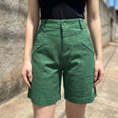 [Leve 5, Pague 3] Bermuda Viena Feminina em Linho e Algodão de Cintura Alta com Nervuras Frontais