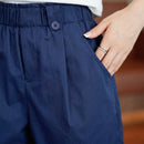 [Leve 6, Pague 3] Short Elara Feminino em Poliéster Soft, Elastano Macio e Algodão de Cintura Alta com Cós Franzido e Botão Decorativo